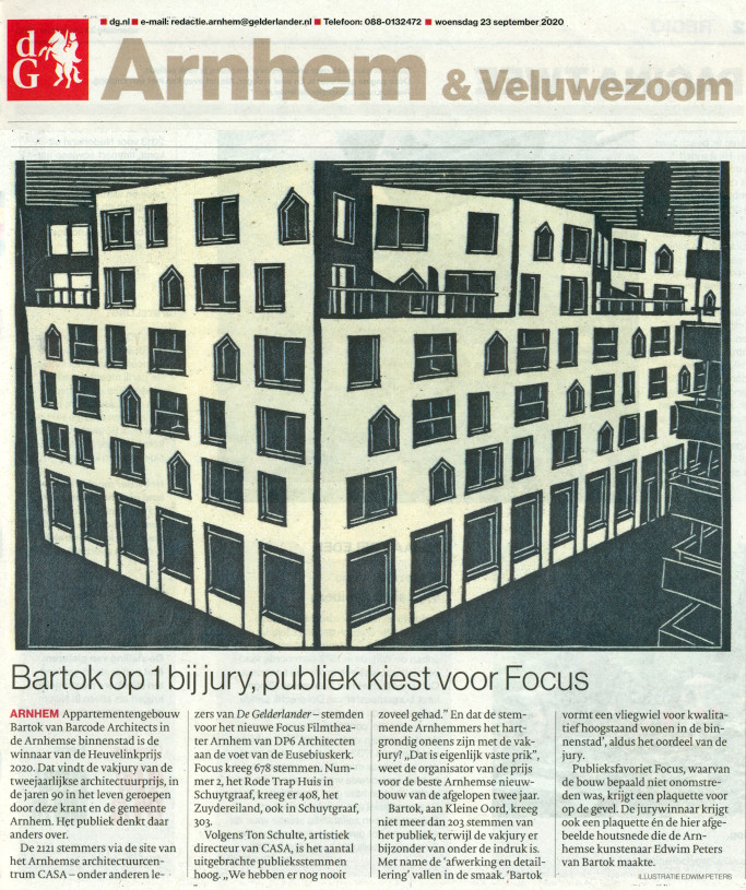 HEUVELINKPRIJS 2020 | De Gelderlander, 23-09-20 | Bartok Arnhem | 2020